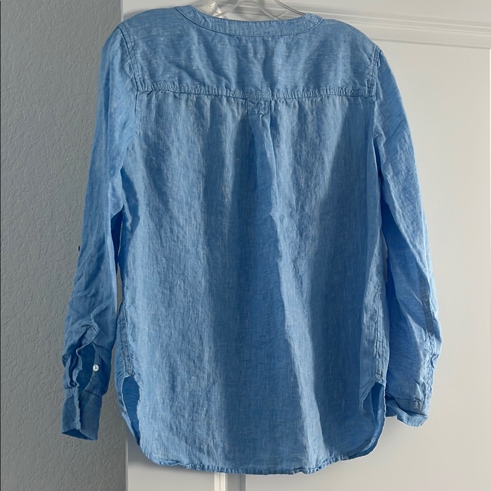 Talbots Sky Blue Linen Blouse - Picture 10 of 14